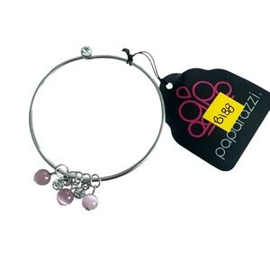 5/$25 Paparazzi Silver Bracelet with Pink Accents